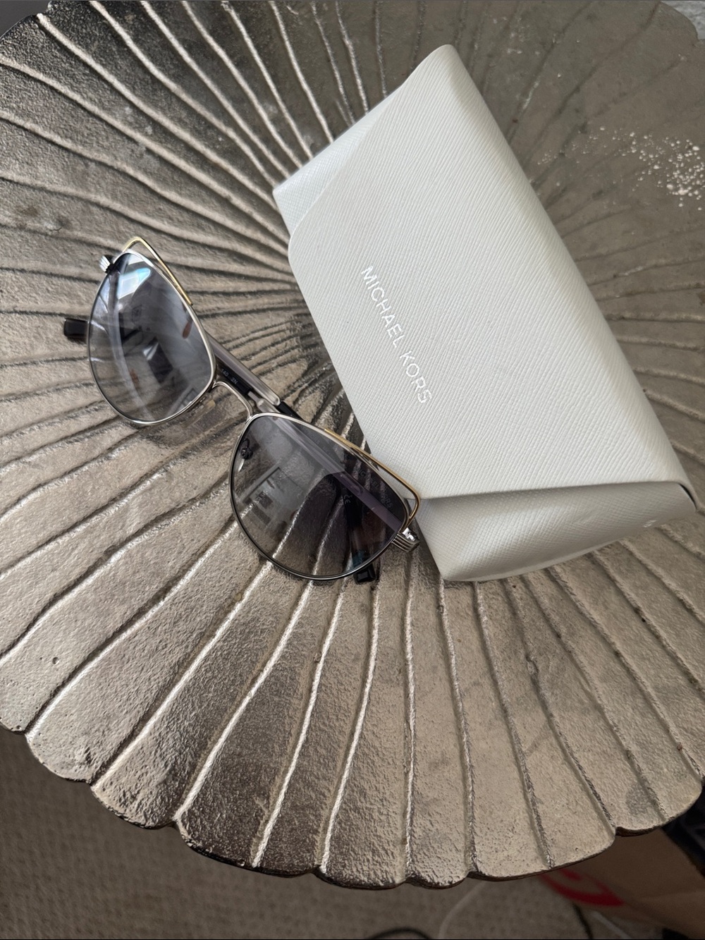 Michael Kors Gold Frame Gray Lens Cat-Eye Sunglasses